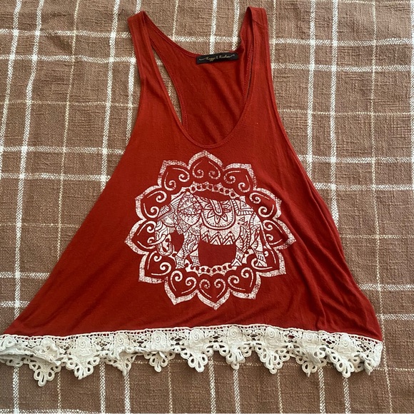 3 piece bundle! 2 Rust Color Raggs II Riches tops with lace Cream Mini Skirt XS! - Picture 13 of 14